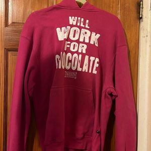 This is a hoodie  from a chocolate factory in LA and it is a size large